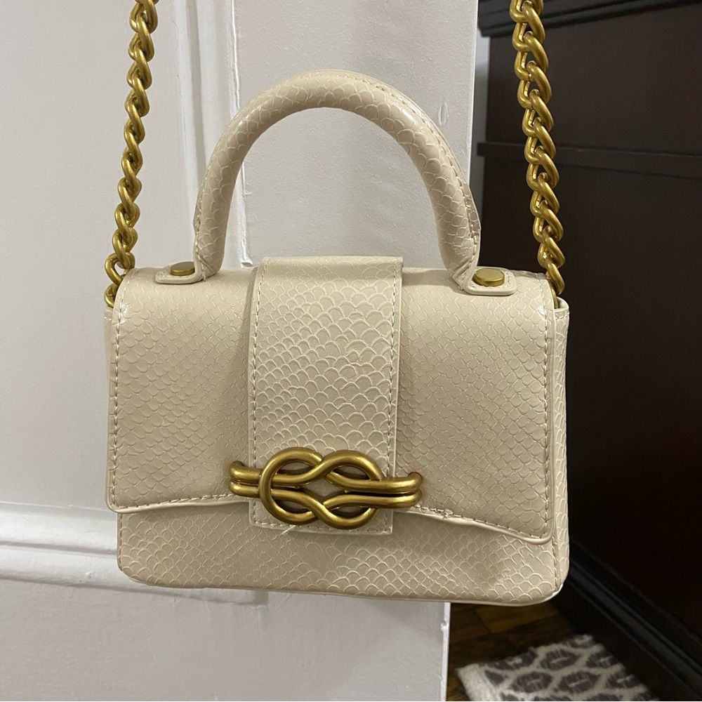Beige Snakeskin Crossbody Bag